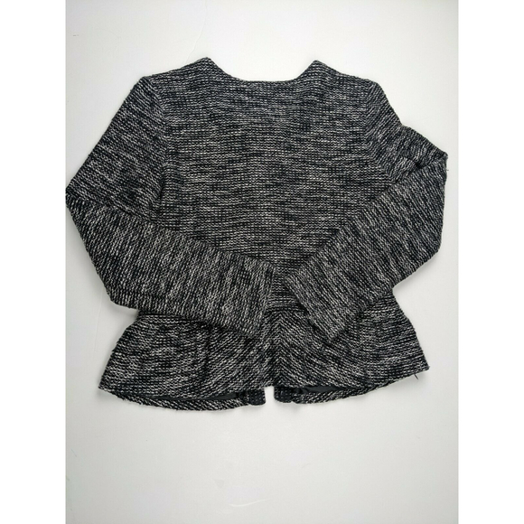 J.CREW Women's Sz S Black Gray Tweed Knit Peplum Waist Jacket Blazer w/Zippers - Picture 2 of 8